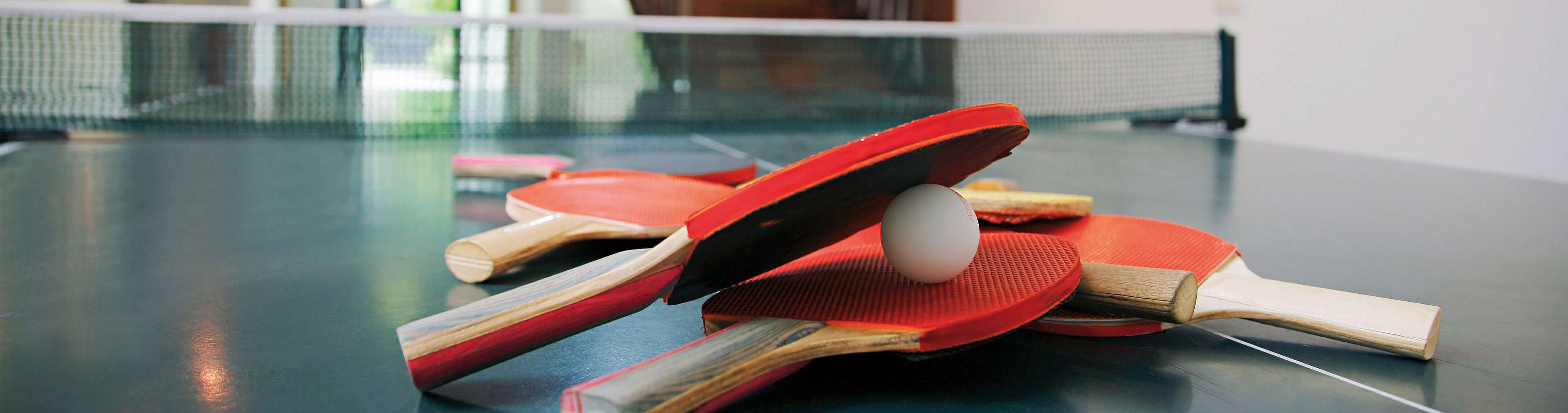 Tischtennisplatte mit Schlägern in der Bezirksklinik Hochstadt